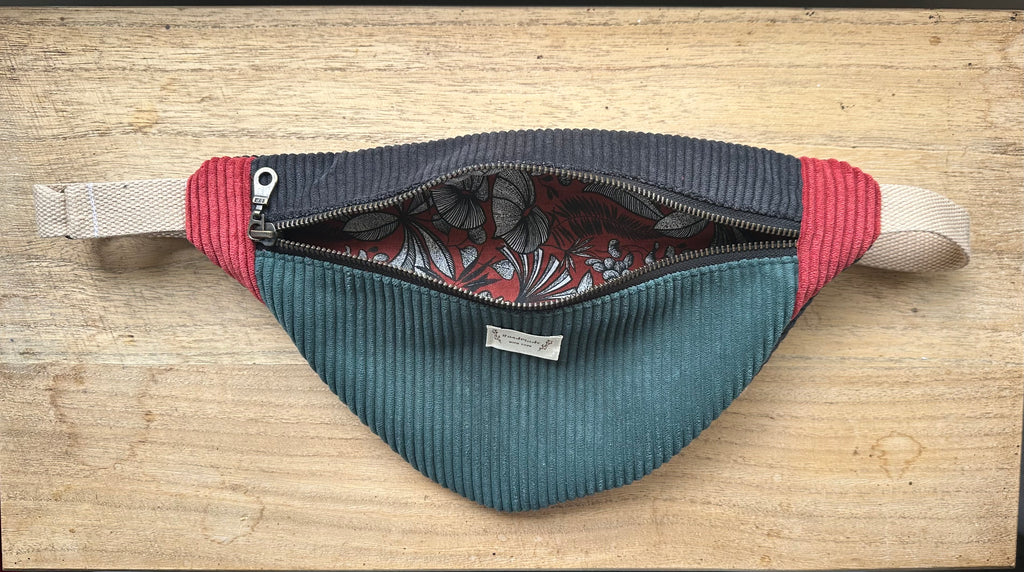 Sac banane bleu canard-noire-rouge