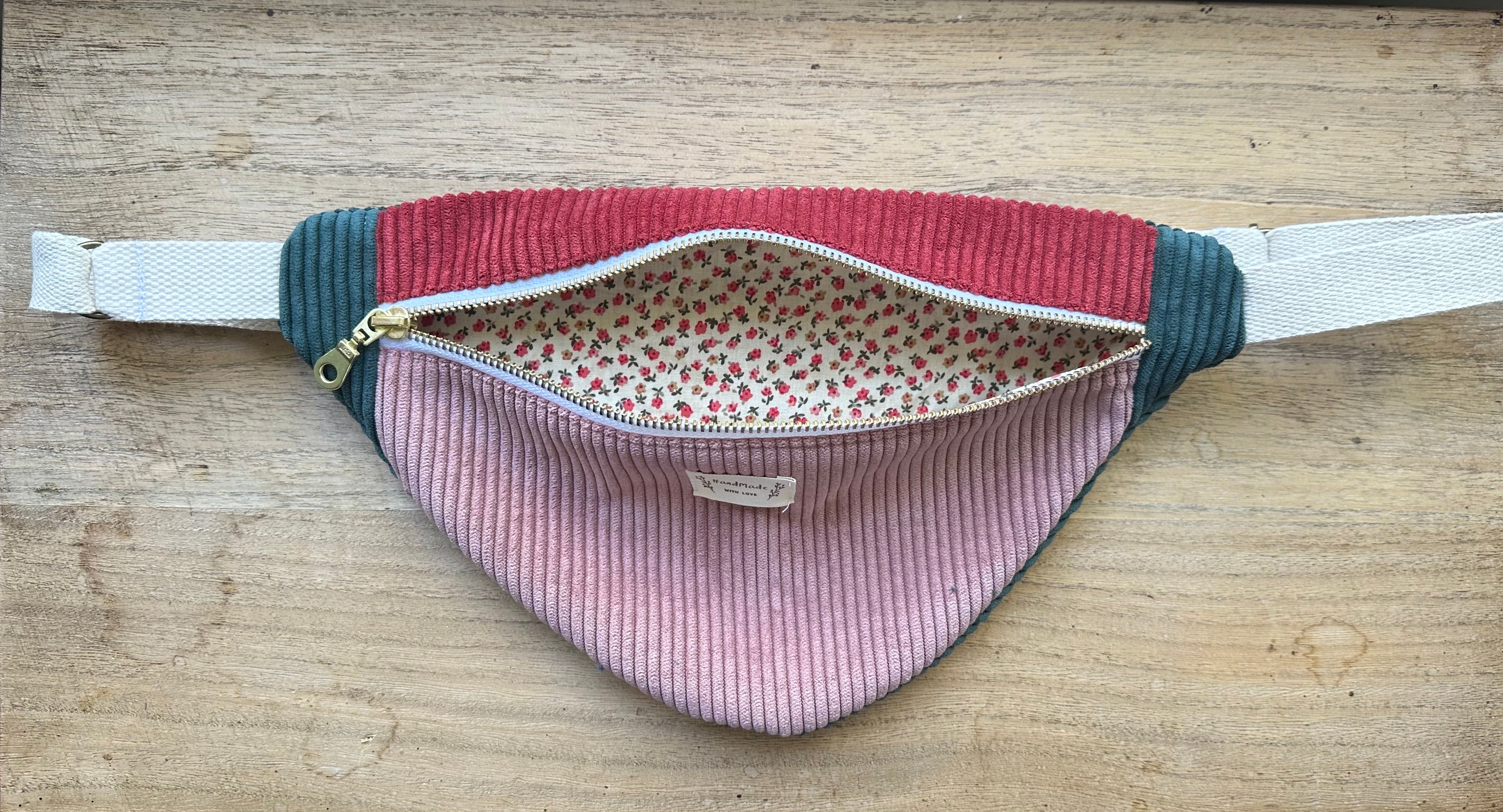 Sac banane rose-rouge-bleu canard