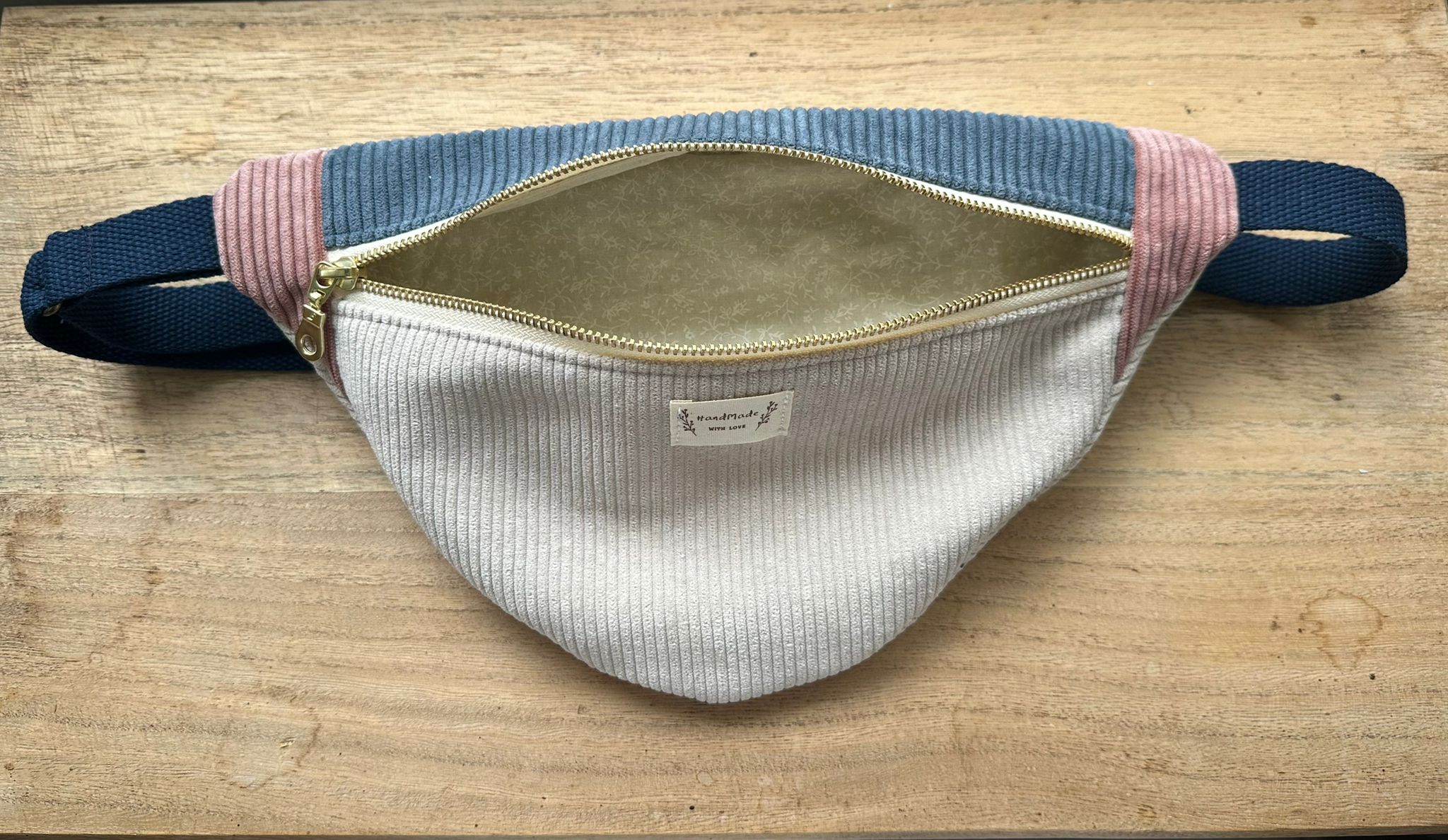 Sac Banane Beige-Bleu-Rose