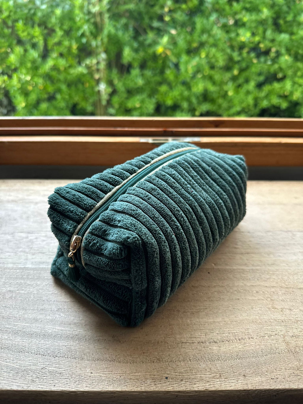 Trousse de maquillage verte