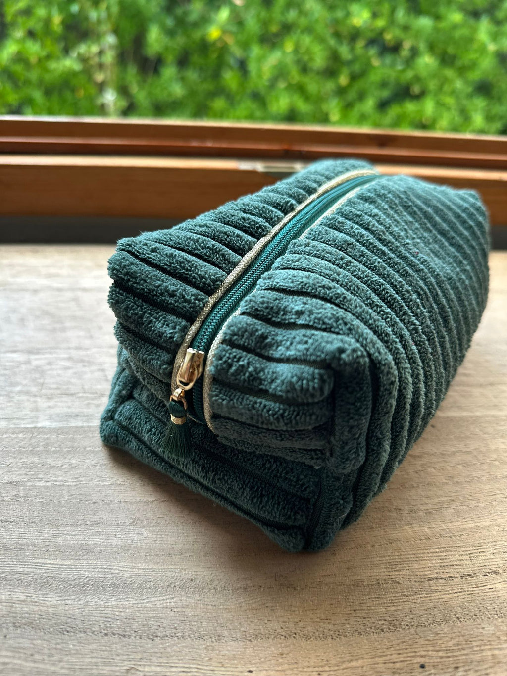 Trousse de maquillage verte